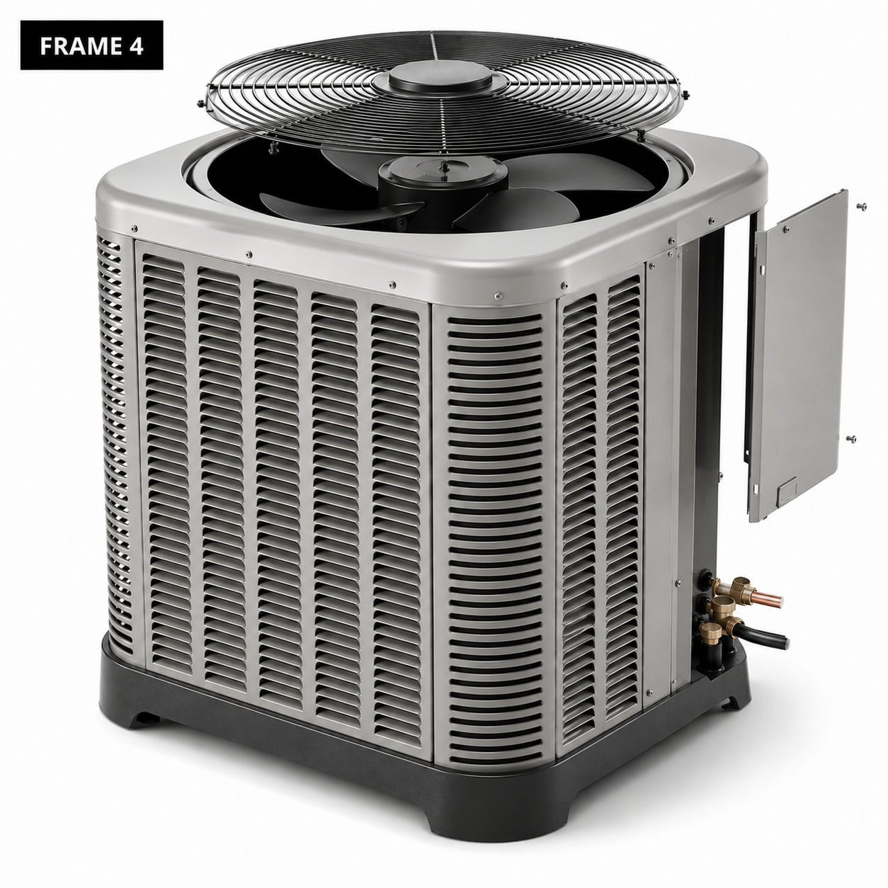 AC condenser unit beside a home